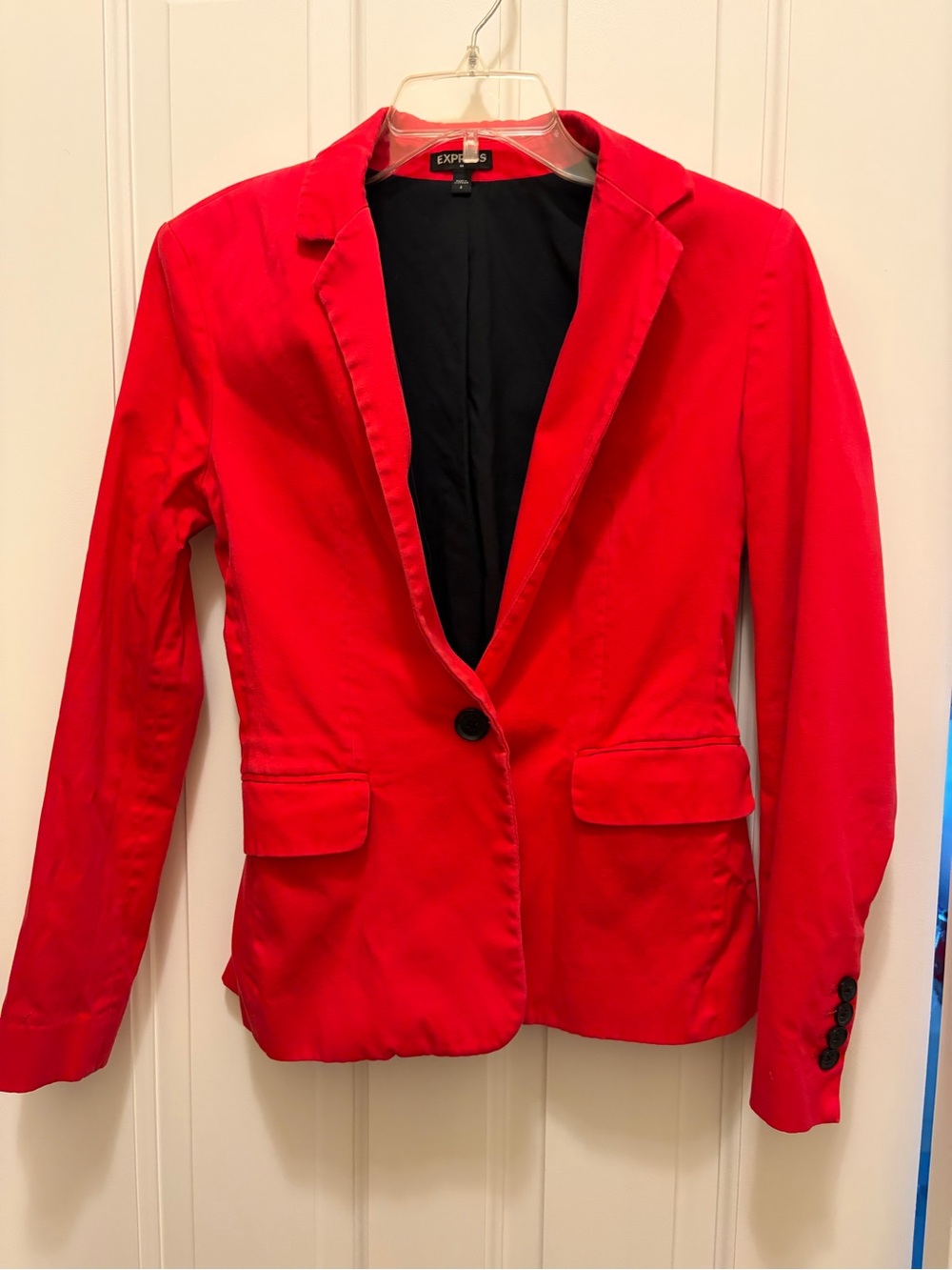 Express Women's Vibrant Red Single-Button Blazer